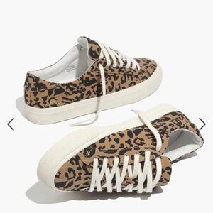 Madewell Sidewalk Low-Top Sneakers in Leopard Print Recycled Canvas Size 6.5